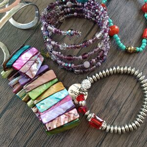 7 beaded cuff tribal bangles boho colorful resin